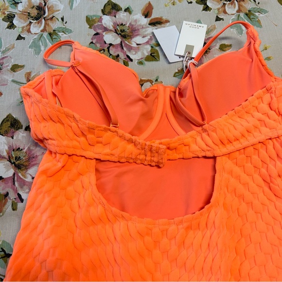 NWT! GOOD AMERICAN Neon Orange Terry Cloth One Piece Swimsuit Size 5 (2X) - Picture 3 of 6